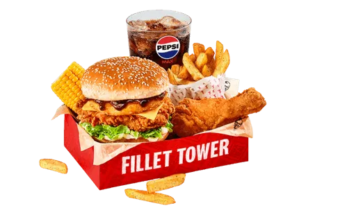 BBQ Fillet Tower Box Meal 1 with PC Chicken