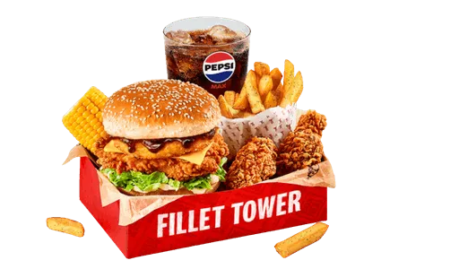 BBQ Fillet Tower Box Meal 2 with Hot Wings