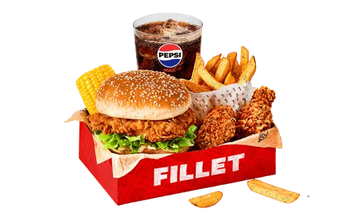 Fillet Tower Box Meal with 2 Hot Wings