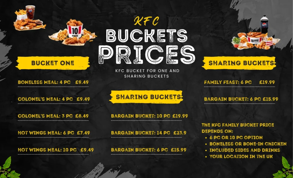 KFC Buckets Prices UK