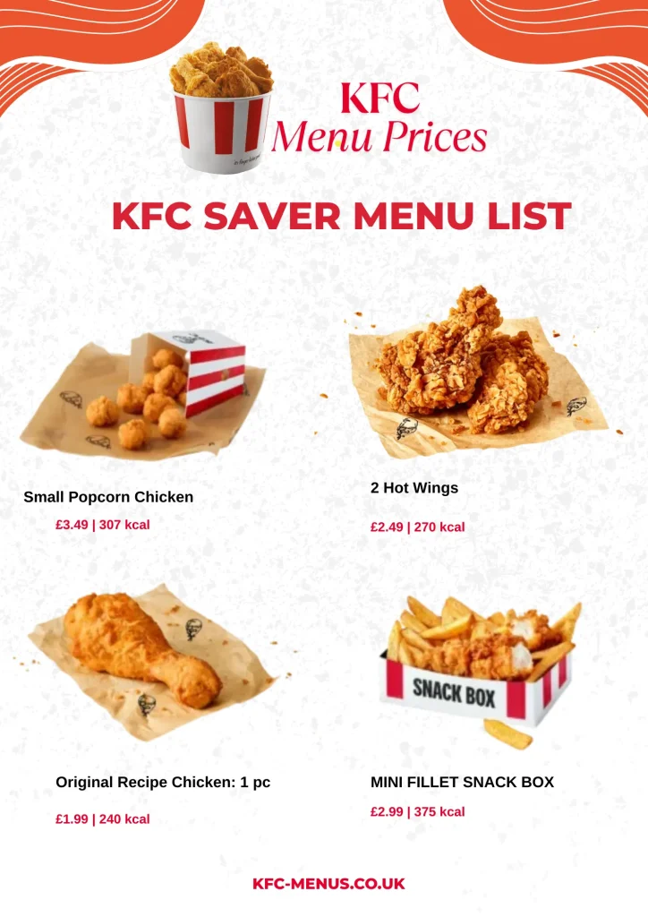 KFC Saver Menu Prices