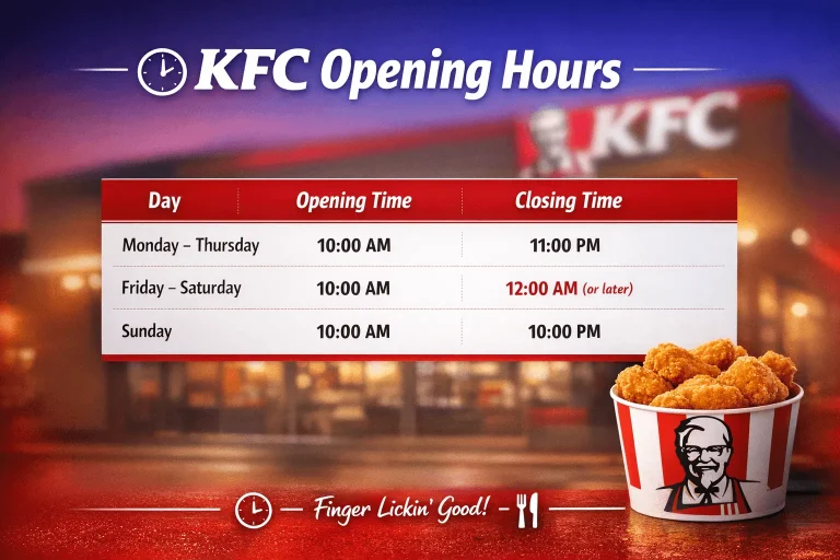 KFC Hours: Opening and Closing Times