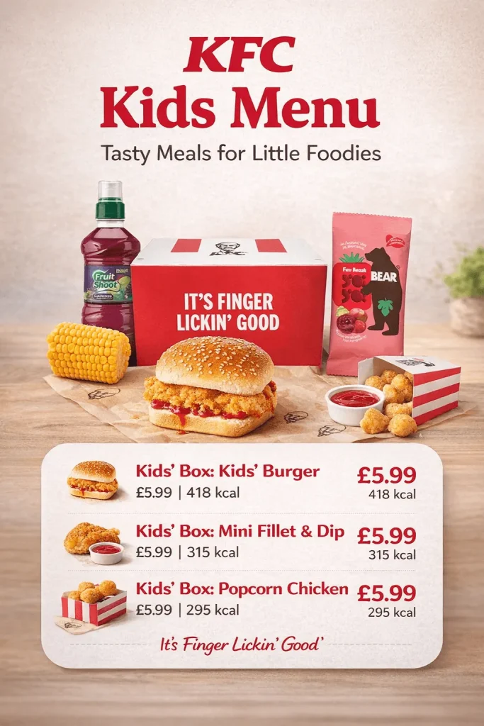 KFC Kids Menu Prices and Calories
