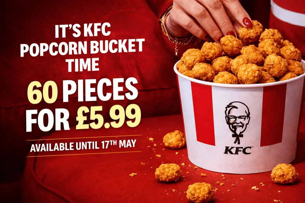 KFC 60 Piece Popcorn Chicken Bucket Deal (£5.99)