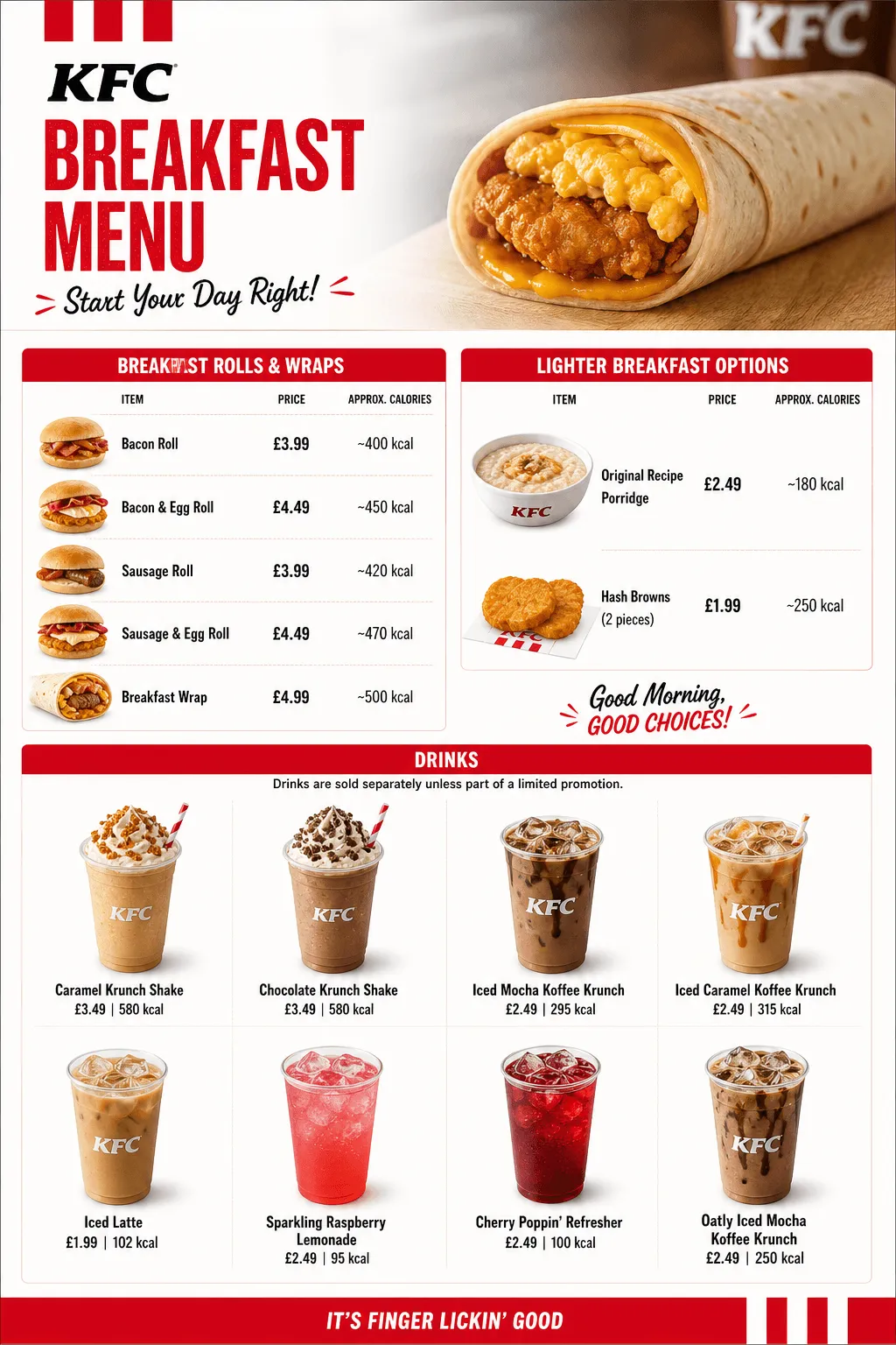 KFC Breakfast Menu Prices