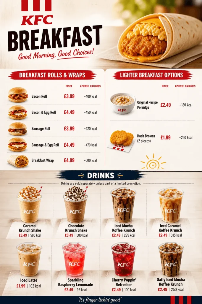 KFC Breakfast Menu with Prices